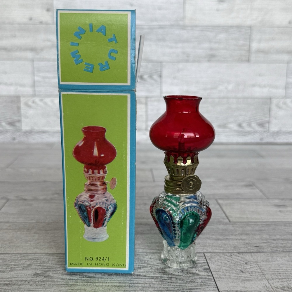 Vintage Mini Kerosene Oil Kerosene Lamp In Original Box Red New